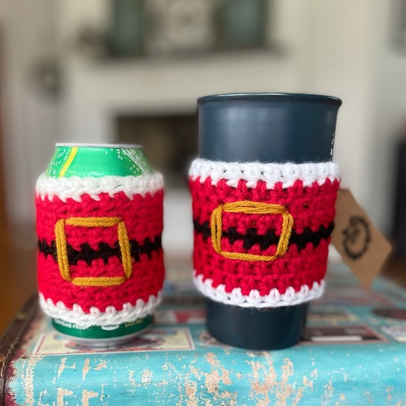 $10 SALE Handmade Single Crochet Can Cup Reusable Huggies Cozi Coffee Sleeve Tea - Picture 3 of 5